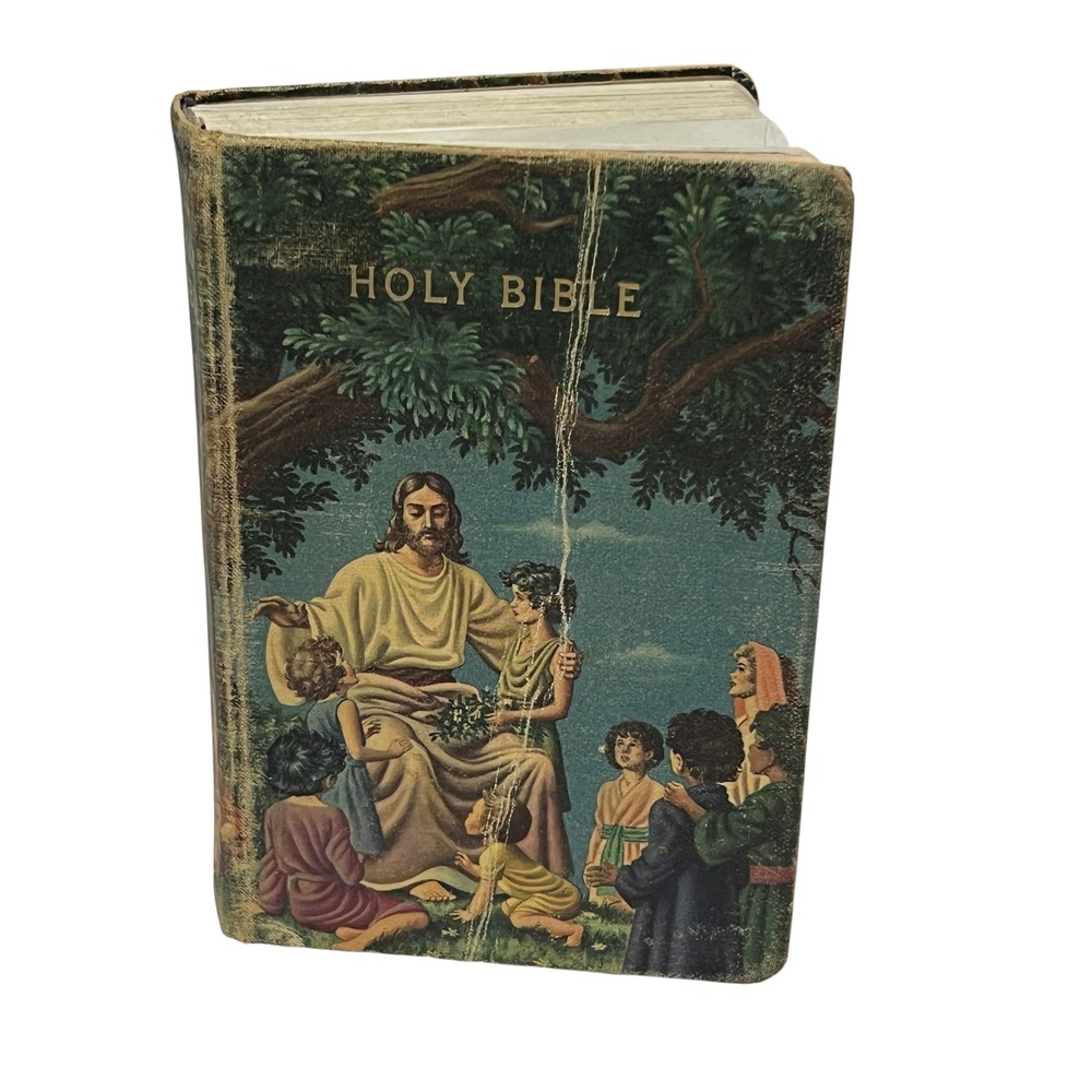 VTG 1957 World Publishing KJV Holy Bible Illustrated Steele Savage Kids‎ Cover